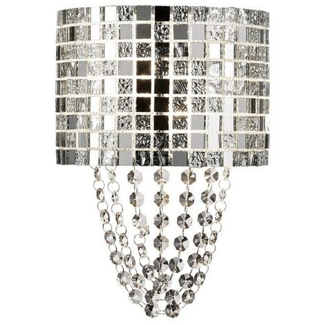Inspired Diyas - Camden - Wall Lamp 2 Light G9 Polished Chrome, Mosaic Glass, Crystal