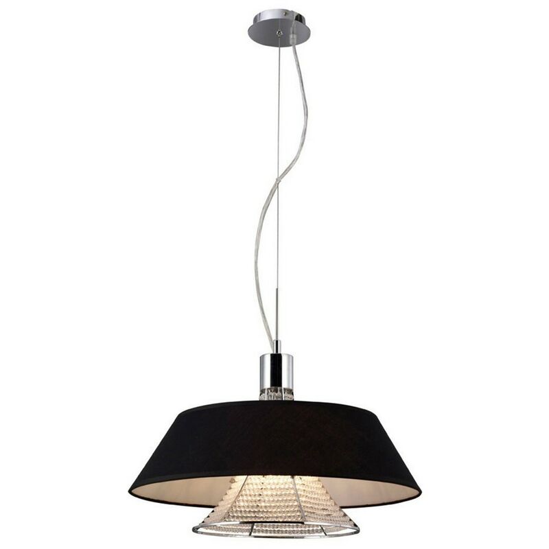Image of Inspired Lighting - Inspired Diyas - Davina - Sospensione a soffitto con paralume nero a 3 luci cromo lucido, cristallo