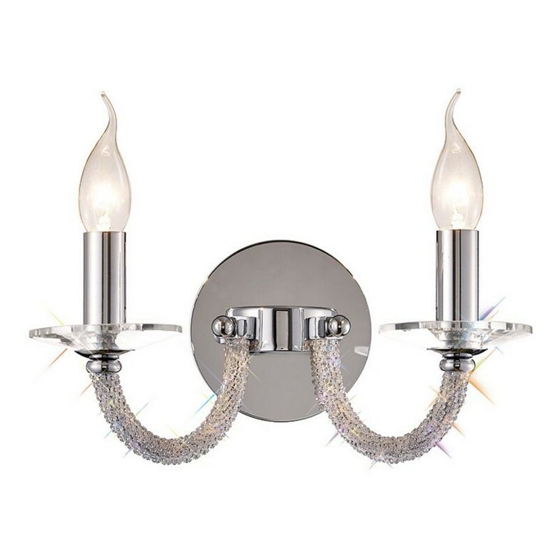 Image of Inspired Lighting - Inspired Diyas - Elena - Applique Switched 2 Lume di Candela Cromo Lucido, Cristallo