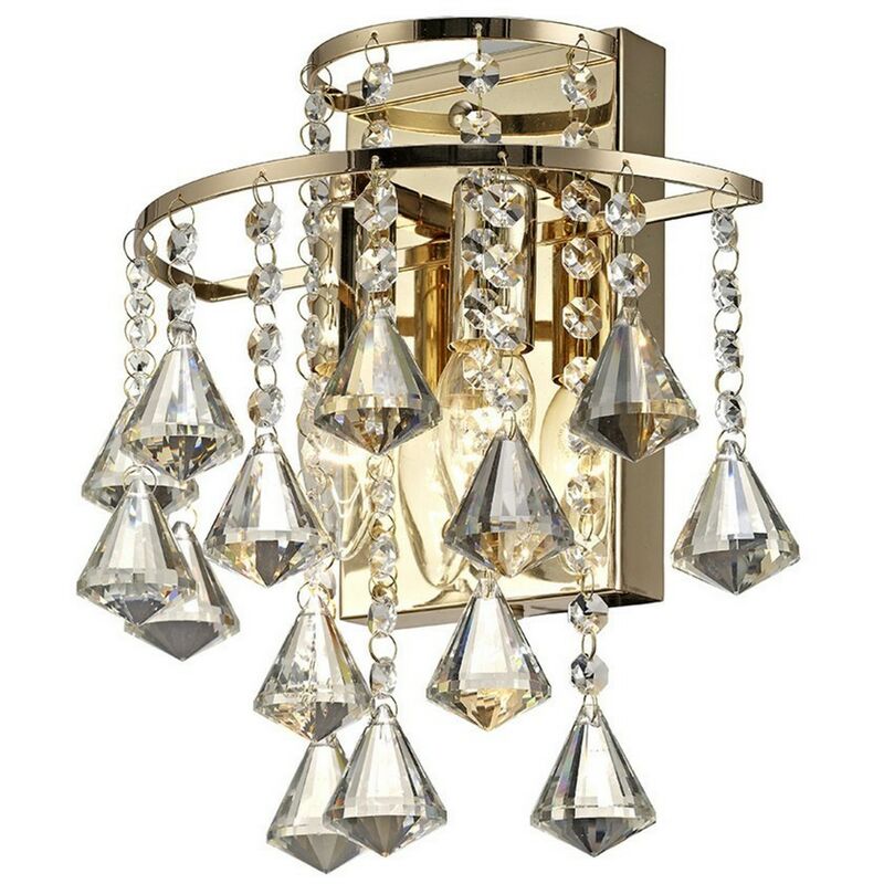 Image of Inspired Lighting - Inspired Diyas - Inina - Applique Switched 2 Luci E14 Oro Francese, Cristallo