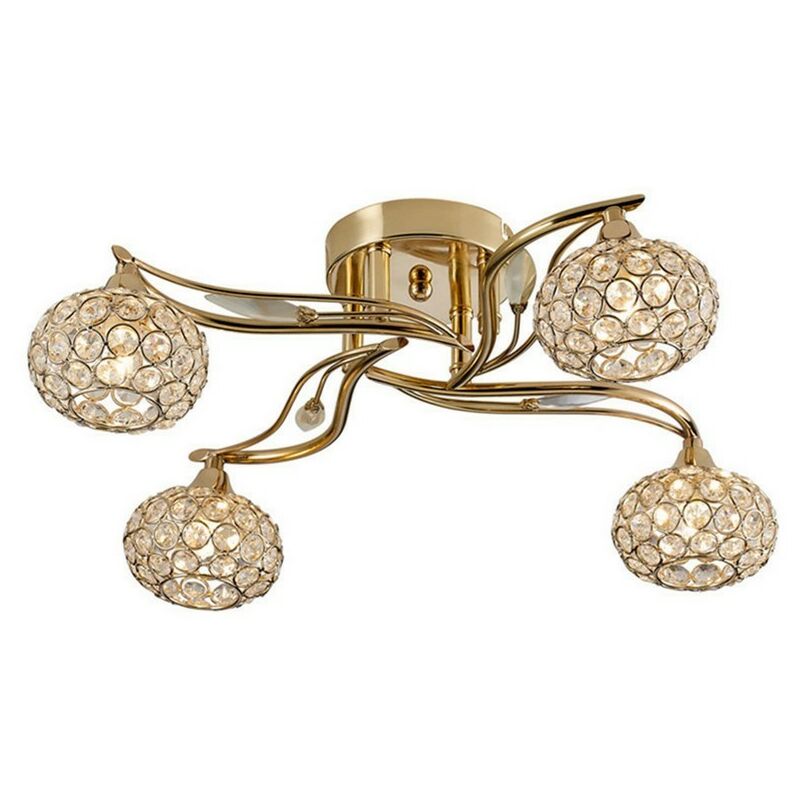 Image of Inspired Lighting - Inspired Diyas - Leimo - Plafoniera a filo 4 luci oro francese, cristallo