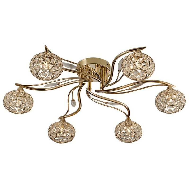 Image of Inspired Lighting - Inspired Diyas - Leimo - Plafoniera a filo 6 luci oro francese, cristallo