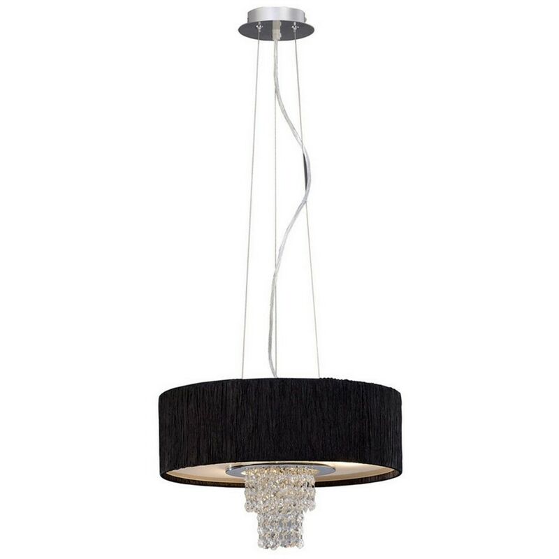 Image of Inspired Lighting - Inspired Diyas - Nerissa - Sospensione a soffitto con paralume nero a 4 luci cromo lucido, cristallo