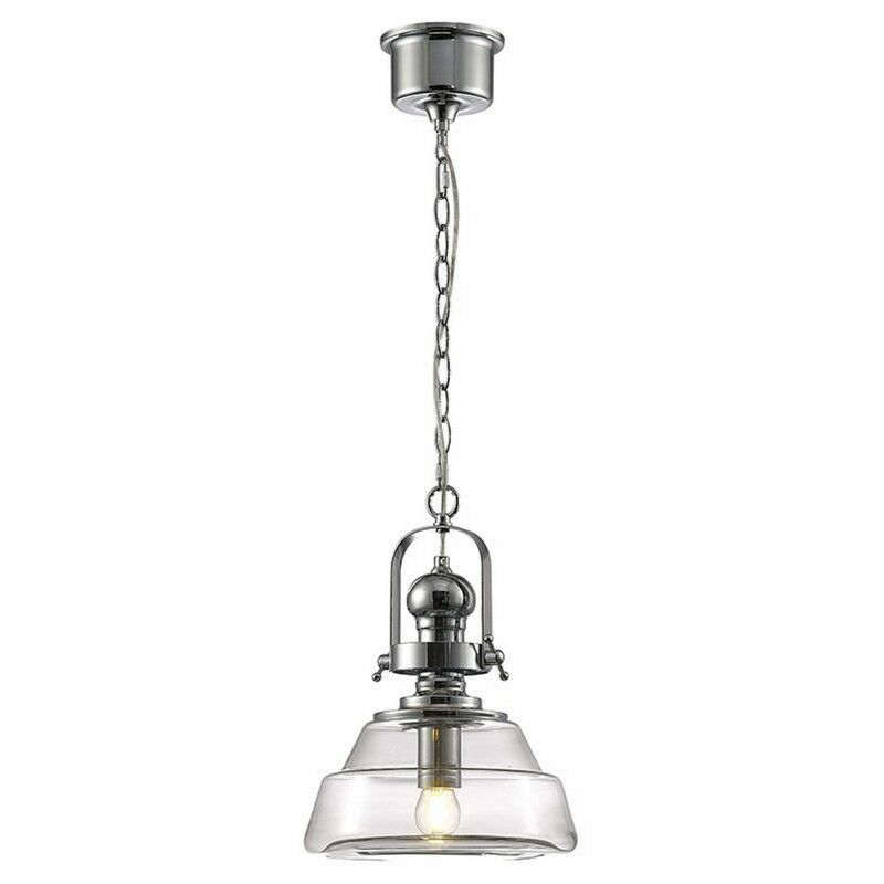 Image of Inspired Lighting - Inspired Diyas - Reyna - Lampadario a soffitto a cupola piccola E27 cromo lucido, vetro trasparente