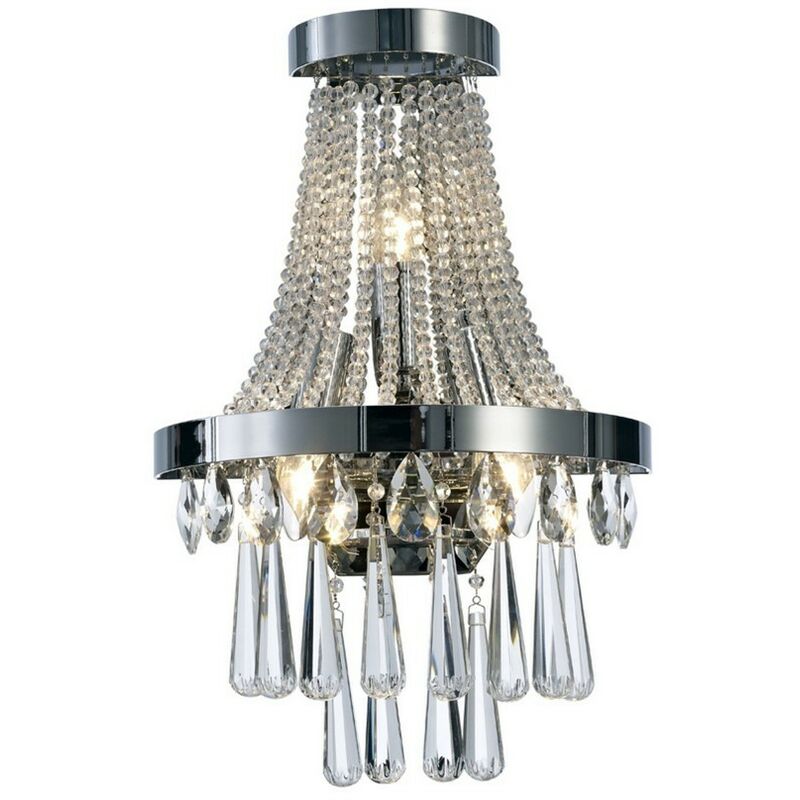 Image of Inspired Lighting - Inspired Diyas - Sophia - Applique 3 Luci E14 Cromo Lucido, Cristallo