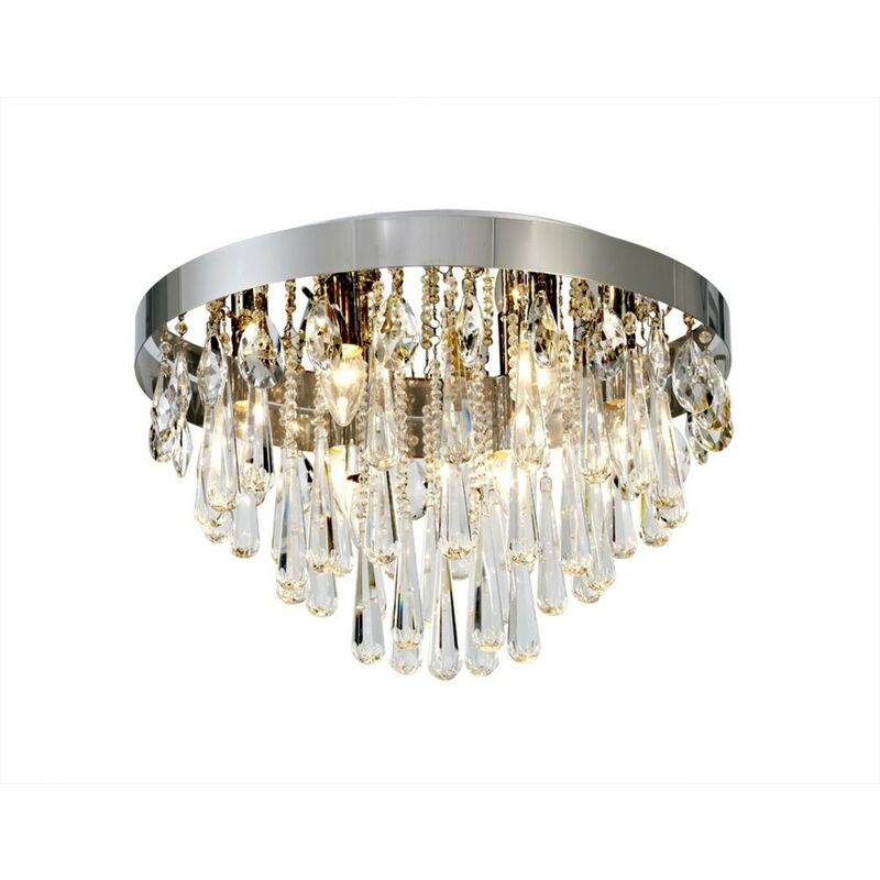 Image of Inspired Diyas Sophia - Filo Soffitto 10 Luci E14 Cromo Lucido, Cristallo