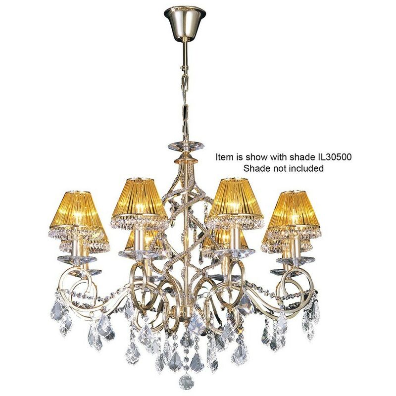 Image of Inspired Lighting - Inspired Diyas - Torino - Lampadario a Sospensione a Soffitto 8 Luci Oro Francese, Cristallo