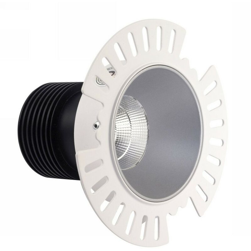 

Inspired Dlux - Basy - Downlight LED empotrado, sin molduras plateadas, 60 grados. Ángulo de haz, 760lm, 3000K, IP20, DRIVER NOT INC.