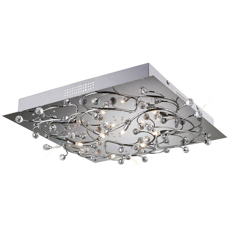 Inspired Fia Plafoniera quadrata a 6 luci G4 LED bianchi, cromo lucido/cristallo, non compatibile con LED/CFL