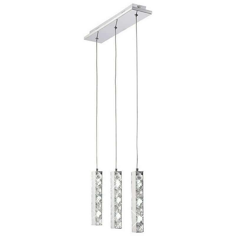 Inspired Galaxy Sospensione Lineare 3 Drop led 6000K 3 x 3W Cromo Lucido, Cristallo