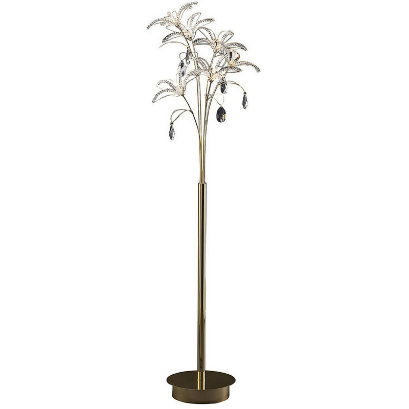 Inspired Kenzo Lampada da Terra 6 Luci G4 Oro Francese/Cristallo, non Compatibile led/cfl