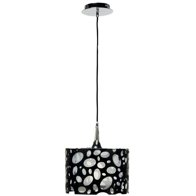 Image of Inspired Lighting - Inspired Lupin Lampada a sospensione E27, nero lucido/acrilico bianco/cromo lucido, lampade cfl incluse