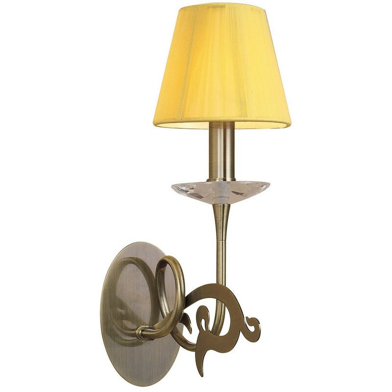 Image of Inspired Lighting - Inspired Mantra Acanto Lampada da parete accesa 1 luce E14, ottone anticato con paralume crema ambra