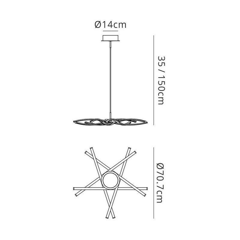 Image of Mantra - Inspired Aire - Sospensione da soffitto 69 cm rotonda 42W 3000K, 3700lm, dimmerabile argento, acrilico satinato, cromo lucido