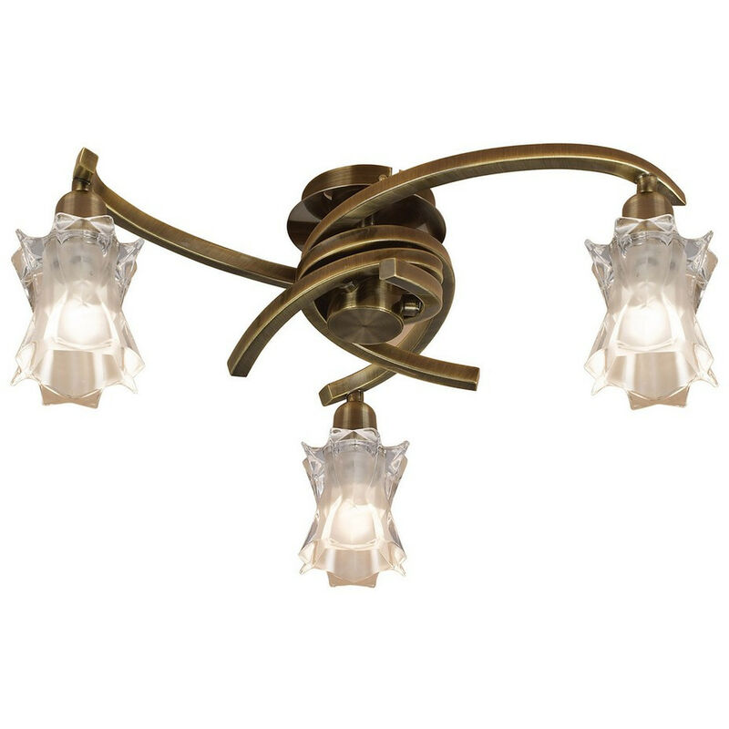 Inspired Mantra Alaska Soffitto 3 Luci L1/SGU10, Ottone Anticato, Lampade cfl incluse