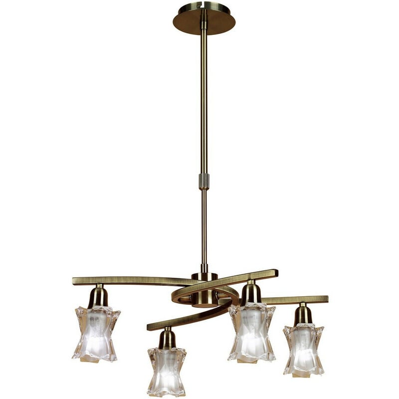 Inspired Mantra Alaska Sospensione trasformabile in semi-incasso 4 luci L1/SGU10, ottone anticato, lampade cfl incluse