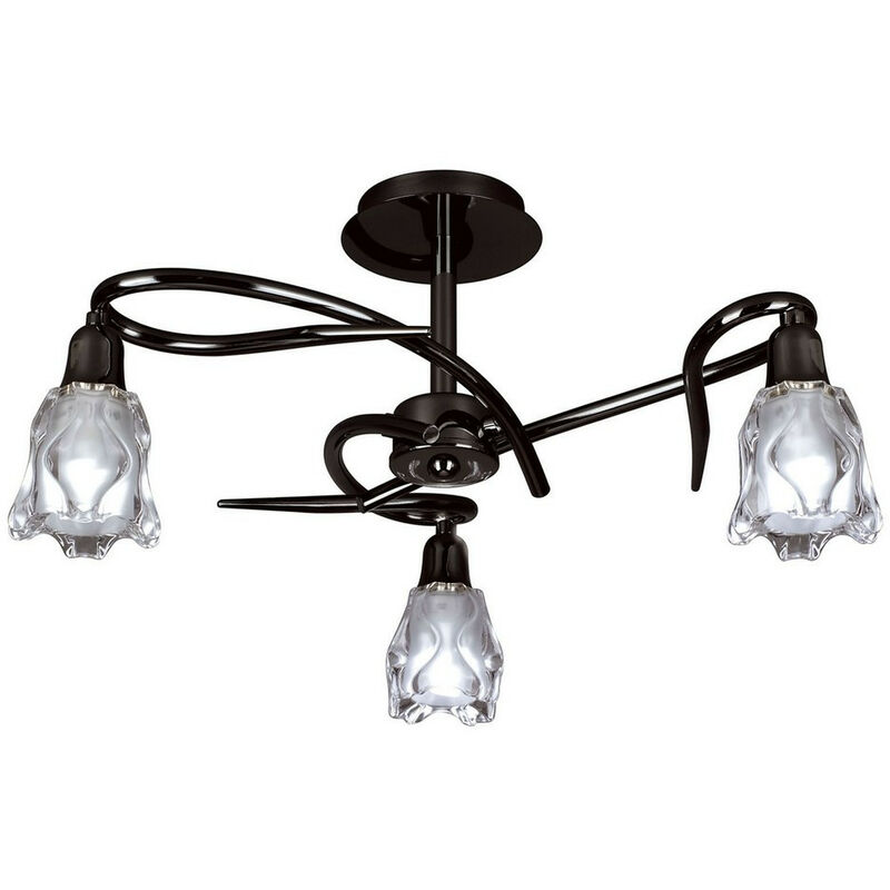 Image of Inspired Lighting - Inspired Mantra Amel Plafoniera 3 Luci L1/SGU10, Cromo Nero, Lampade cfl incluse