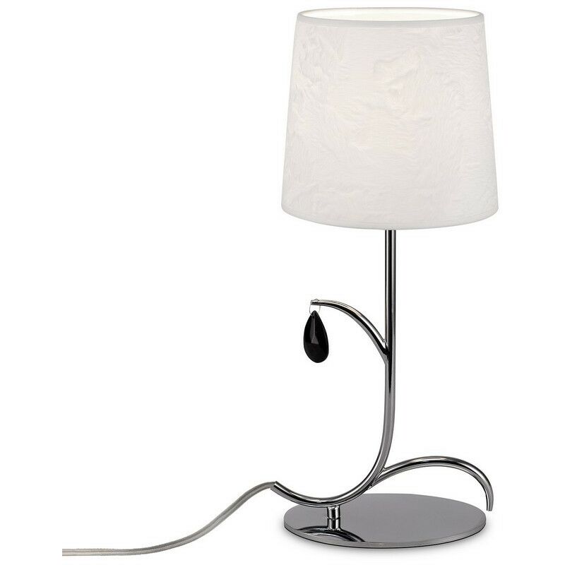 Image of Inspired Mantra - Andrea - Lampada da tavolo 45 cm, 1 x E14 (Max 20W), cromo lucido, sfumature bianche, goccioline di cristallo nere