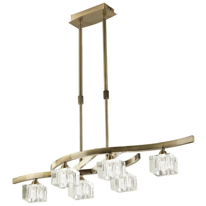 Inspired Mantra - Cuadrax - Telescopico Semi Flush 6 Luci G9, Ottone Antico