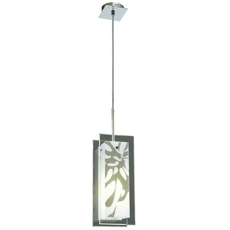 Inspired Mantra Euphoria Sospensione 1 Luce L1/SGU10, Cromo Lucido/Vetro Bianco Opale, Lampade CFL INCLUSE