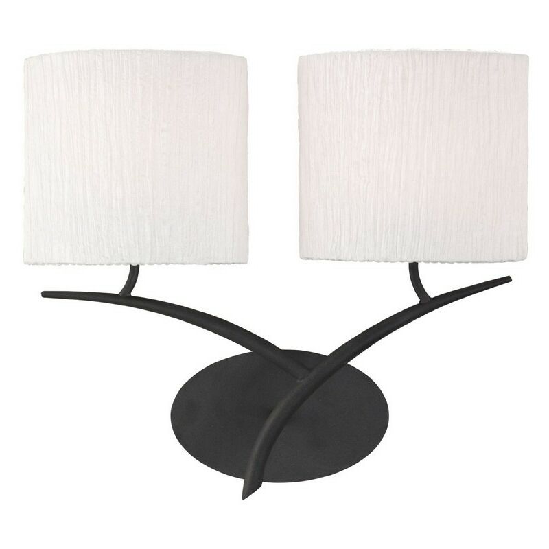 Image of Inspired Lighting - Inspired Mantra - Eve - Lampada da parete Switched 2 luci E27, antracite con paralumi ovali bianchi