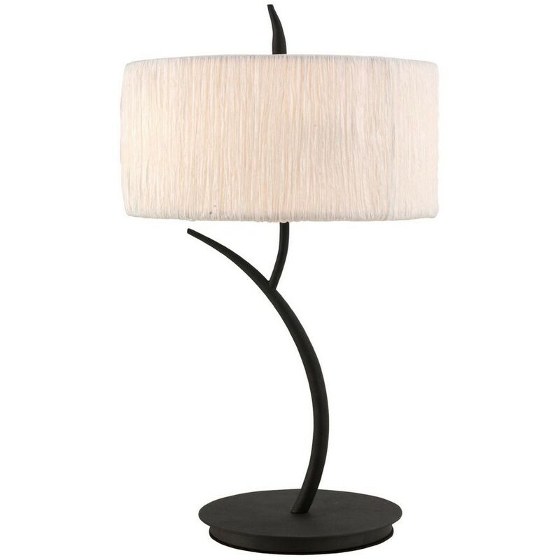 Image of Inspired Lighting - Inspired Mantra - Eve - Lampada da Tavolo 2 Luci E27 Grande, Antracite con Paralume Rotondo Bianco