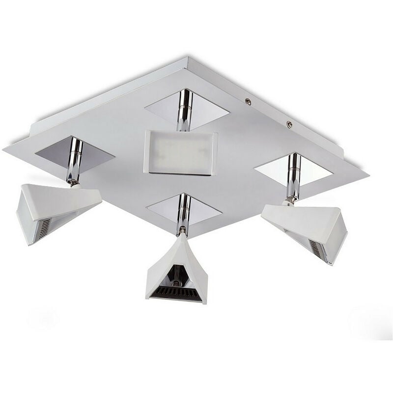 Inspired Mantra Filippo Faretto led quadrato a 4 luci 20W 3000K, 1750lm, bianco opaco/cromo lucido, 3 anni di garanzia