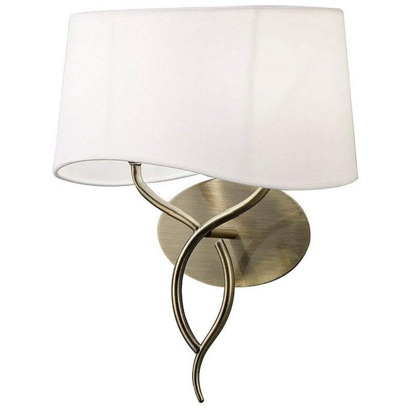 Inspired Mantra Fusion Ninette Ninette Applique Murale Commutée 2 Lumières E14, Laiton Antique Avec Abat-Jour Blanc Ivoire