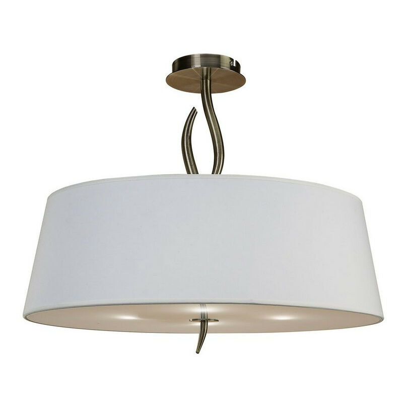 Image of Inspired Mantra Fusion Ninette Ninette Semi Incasso 4 Luci E27, Ottone Anticato Con Paralume Bianco Avorio