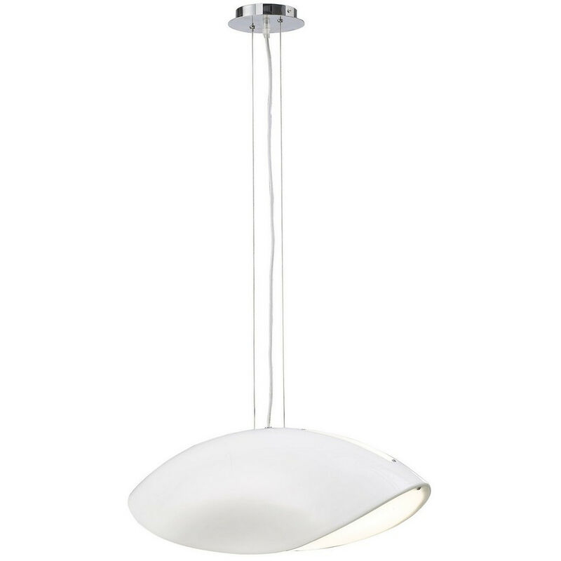 Inspired Mantra Fusion Pasion Sospensione rettangolare Pasion 4 luci E27, bianco lucido/acrilico bianco/cromo lucido, lampade cfl incluse