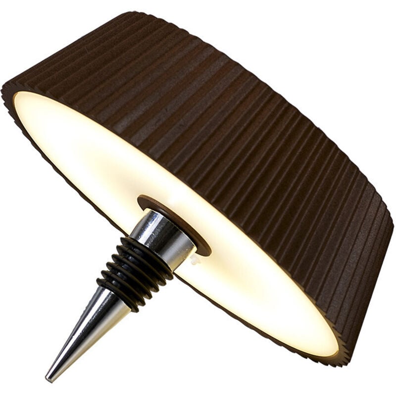 Lampe design, Eclairage bouche bouteille rechargeable Relax Marron en Metal, MANTRA