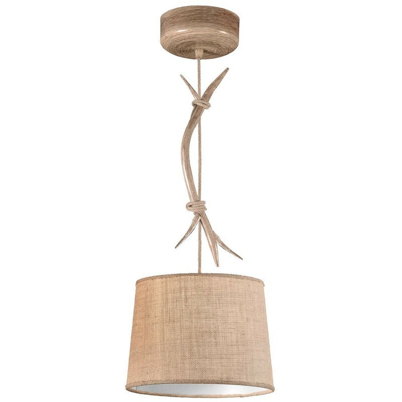 Inspired Mantra Fusion Sabina Lampada a sospensione Sabina rotonda 30 cm, 1 x E27 (max 20 w), simil legno, paralume in lino