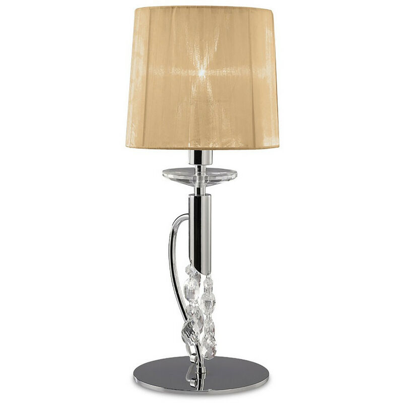 Image of Inspired Mantra Fusion Tiffany Lampada da tavolo Tiffany 1+1 luce E14+G9, cromo lucido con paralume in bronzo morbido e cristallo trasparente