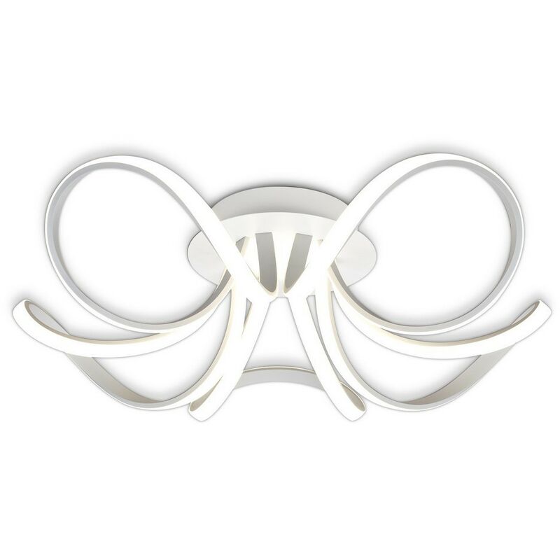 Image of Inspired Mantra - Knot Blanco - Plafoniera semi-filo 74 cm rotonda 5 bracci ad anello 60W LED 2800K, 4800lm, dimmerabile, bianco, acrilico satinato