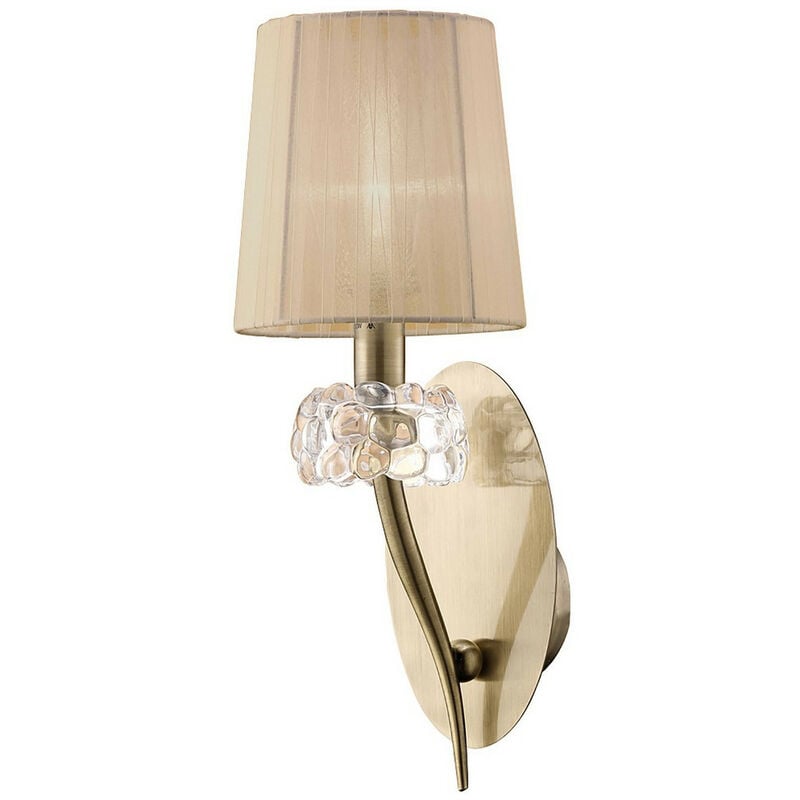 Image of Inspired Mantra Loewe Lampada da parete accesa 1 luce E14, ottone anticato con paralume in bronzo morbido
