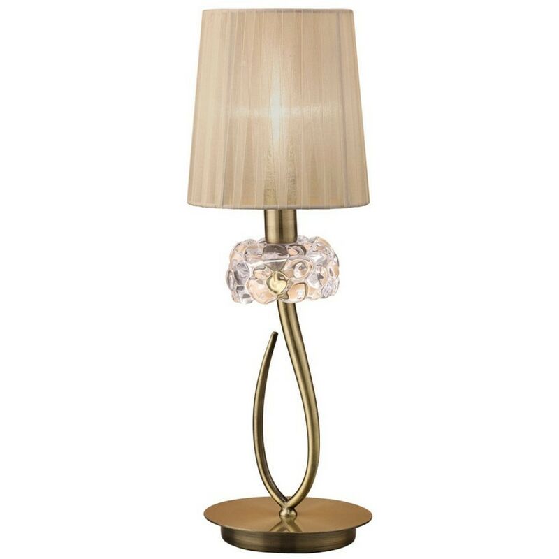 Image of Inspired Lighting - Inspired Mantra - Loewe - Lampada da Tavolo 1 Luce E14 Piccola, Ottone Antico con Paralume Bronzo Morbido