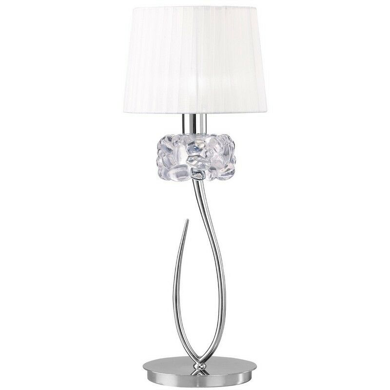 Image of Inspired Lighting - Inspired Mantra - Loewe - Lampada da Tavolo 1 Luce E27 Grande, Cromo Lucido con Paralume Bianco