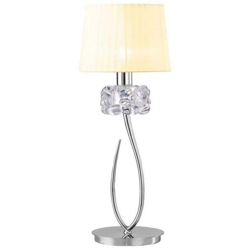 Image of Inspired Lighting - Inspired Mantra - Loewe - Lampada da Tavolo 1 Luce E27 Grande, Cromo Lucido con Paralume Crema