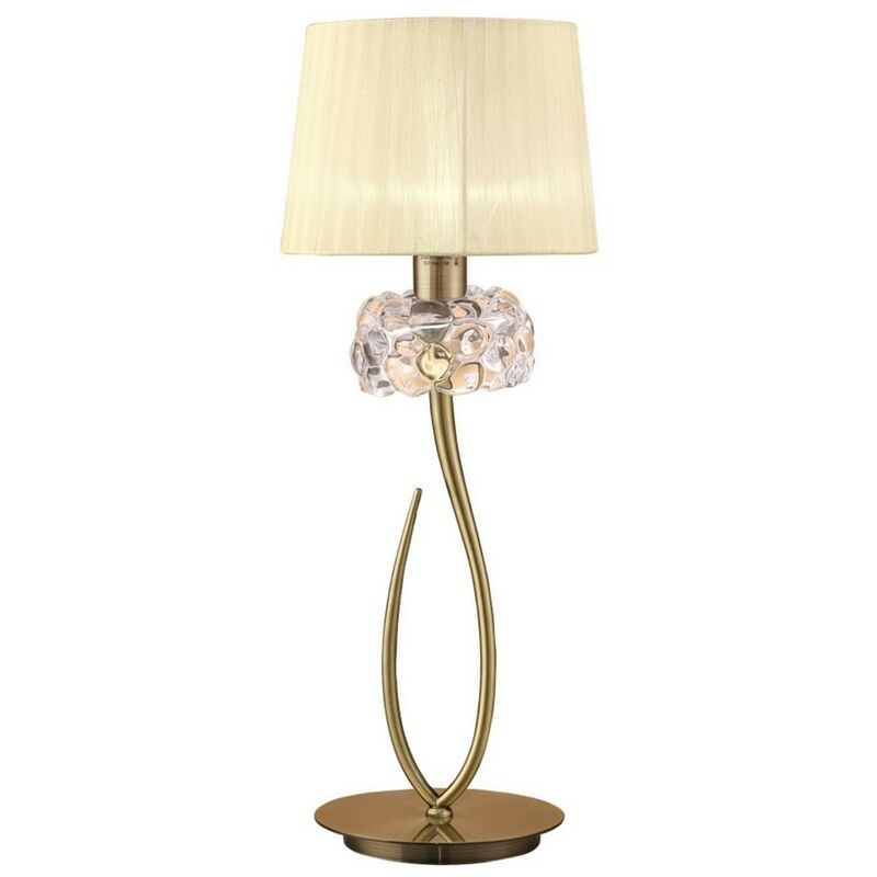 Image of Inspired Lighting - Inspired Mantra - Loewe - Lampada da Tavolo 1 Luce E27 Grande, Ottone Antico con Paralume Crema