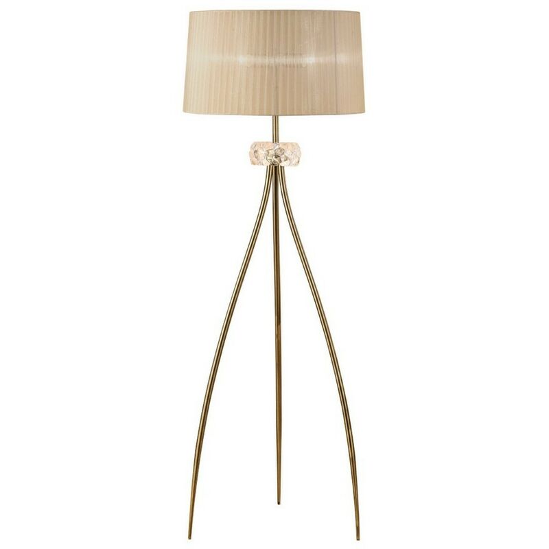 Image of Inspired Mantra - Loewe - Lampada da Terra 3 Luci E27, Ottone Antico con Paralume Bronzo Morbido