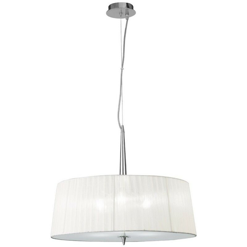 Image of Inspired Lighting - Inspired Mantra - Loewe - Sospensione Cilindrica a Soffitto 3 Luci E27, Cromo Lucido con Paralume Bianco