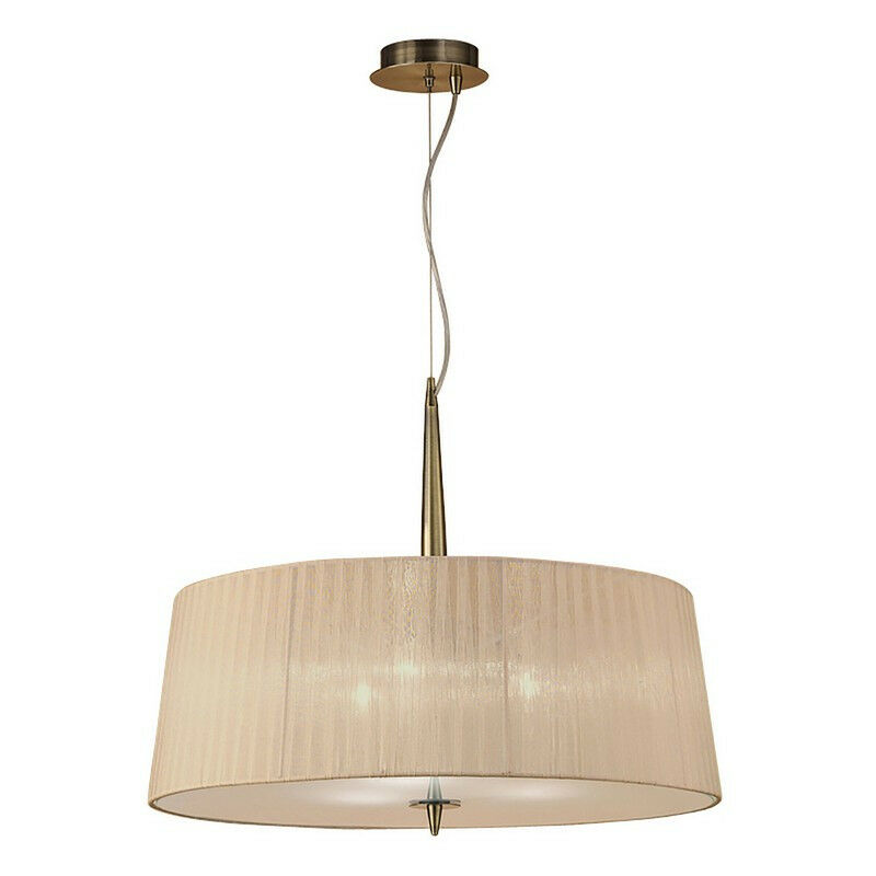 Image of Inspired Lighting - Inspired Mantra Loewe Sospensione singola a 3 luci E27, ottone anticato con paralume in bronzo morbido