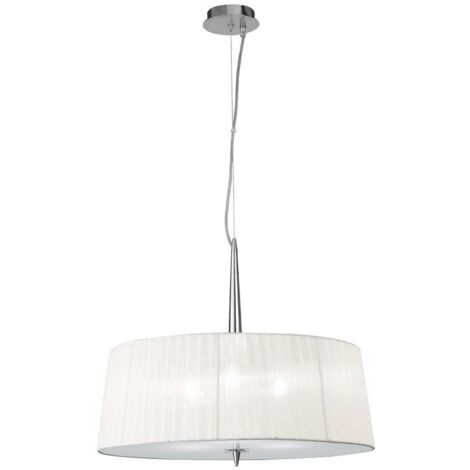 Inspired Mantra - Loewe - Suspension cylindrique à 3 ampoules E27, chrome poli avec abat-jour blanc