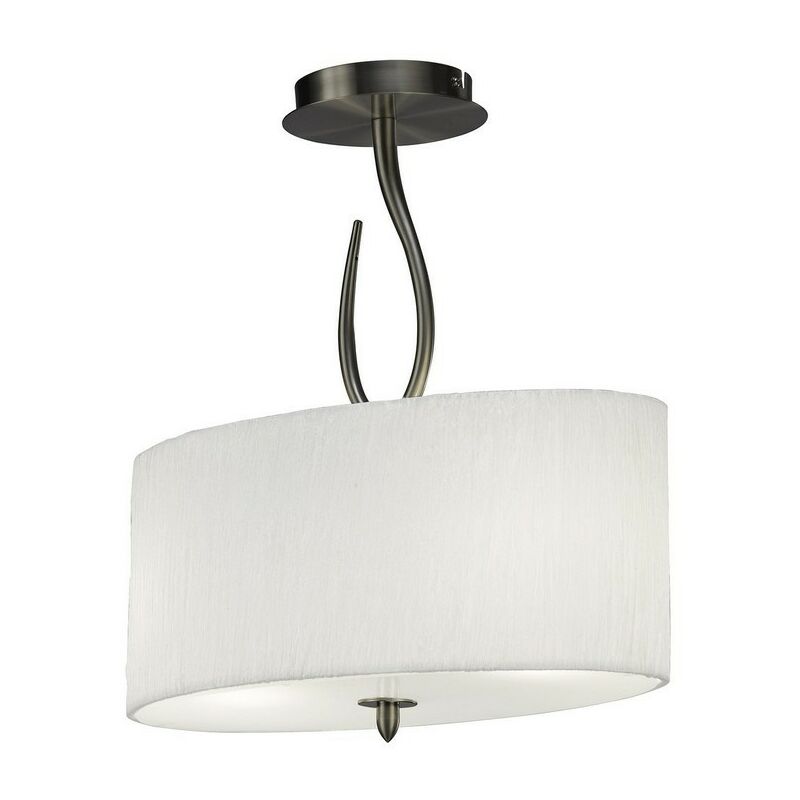 Inspired Mantra - Lua - Soffitto Semi Flush 2 Luci E27, Nickel Satinato con Paralume Bianco