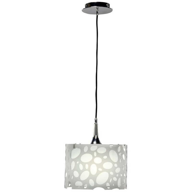 Image of Inspired Lighting - Inspired Mantra Lupin Sospensione 1 luce E27, bianco lucido/acrilico bianco/cromo lucido, lampade cfl incluse