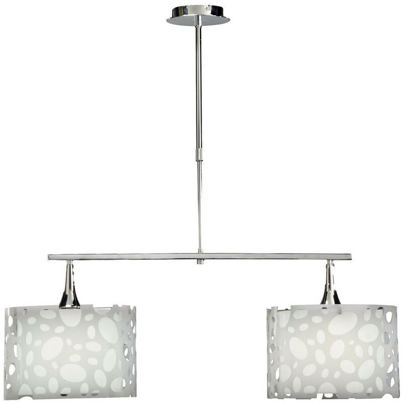 Inspired Mantra Lupin Sospensione Lineare 2 Luci E27 Linea Large, Bianco Lucido, Acrilico Bianco, Cromo Lucido, Lampade cfl incluse
