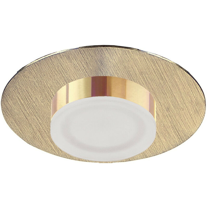 Diyas - Inspired Mantra Marcel Faretto da incasso 4W led rotondo 3000K IP44, 360lm, oro satinato/acrilico smerigliato/oro, ritaglio: 70mm, driver