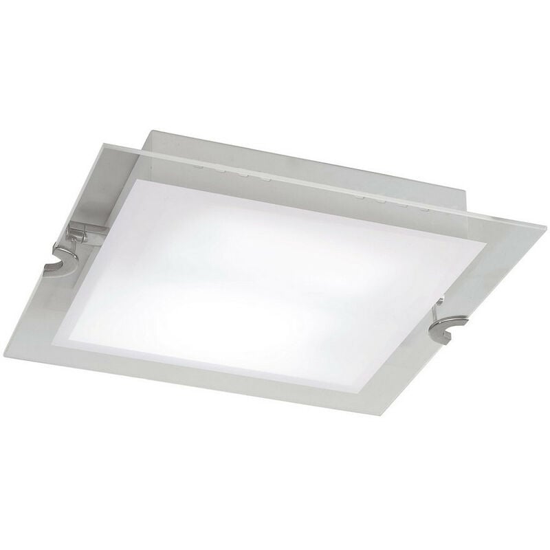 Inspired Mantra Melbourne Plafoniera quadrata 15W led 3000K, 1350lm, cromo lucido/vetro bianco satinato, 3 anni di garanzia