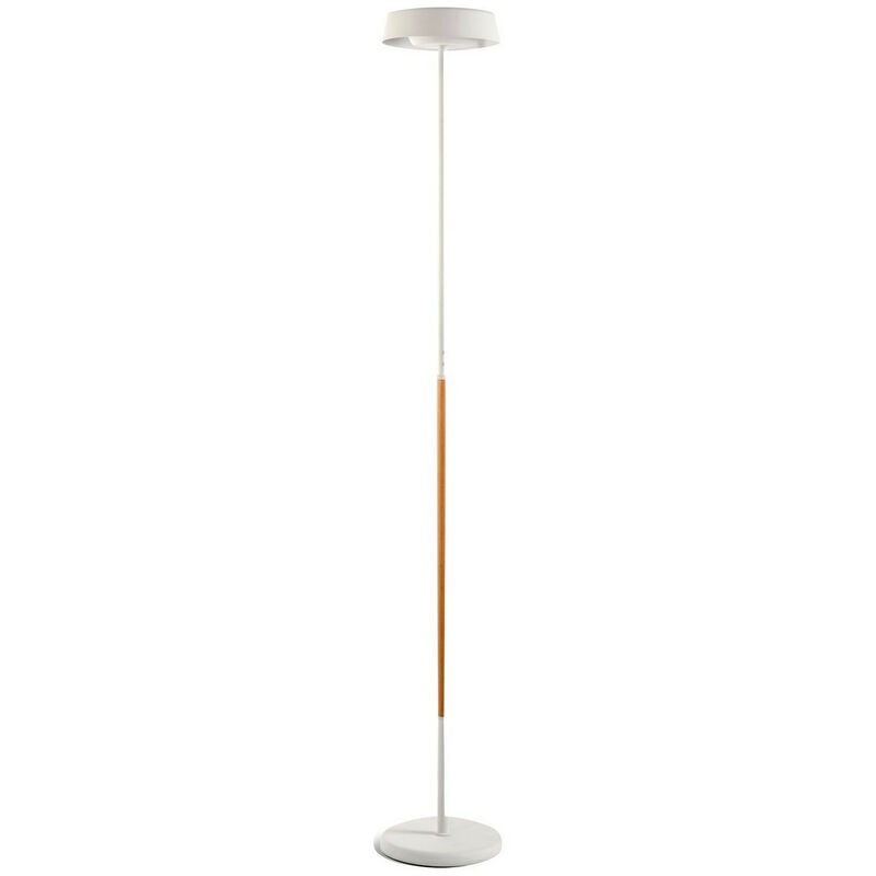 Inspired Mantra Noa Lampada da terra 2 luci 21W Down 9W Up led 3000K, 3000lm, Touch Dimmer, Bianco opaco/Faggio, 3 anni di garanzia