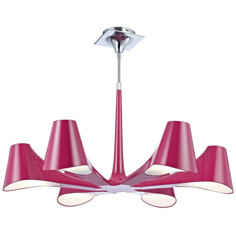 Image of Inspired Lighting - Inspired Mantra Ora Telescopico convertibile in semi-incasso 6 luci E27, viola lucido/bianco acrilico/cromo lucido, lampade cfl